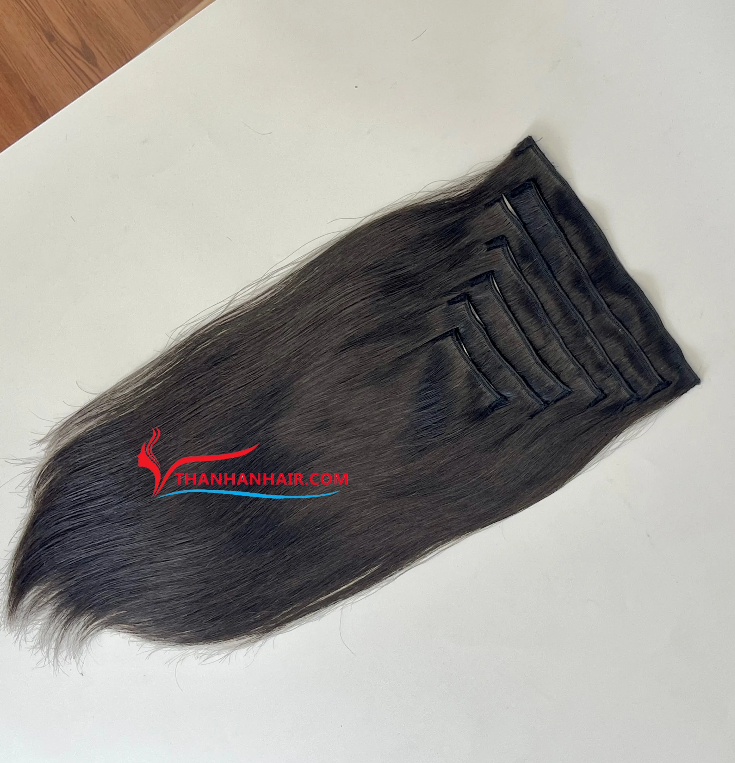 Natural Straight Clip In hair Double Drawn 100% Vietnamese Human Hair Extensions No Shedding No Tangle No Chemicals