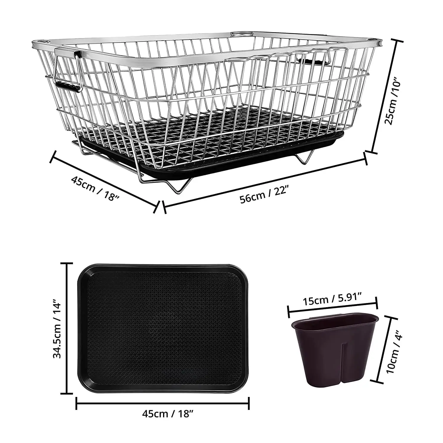 Stainless Steel Dish Drainer Rack with Drip Tray Utensil Drying Stand for Kitchen Plate Rack Basket Sink Counter