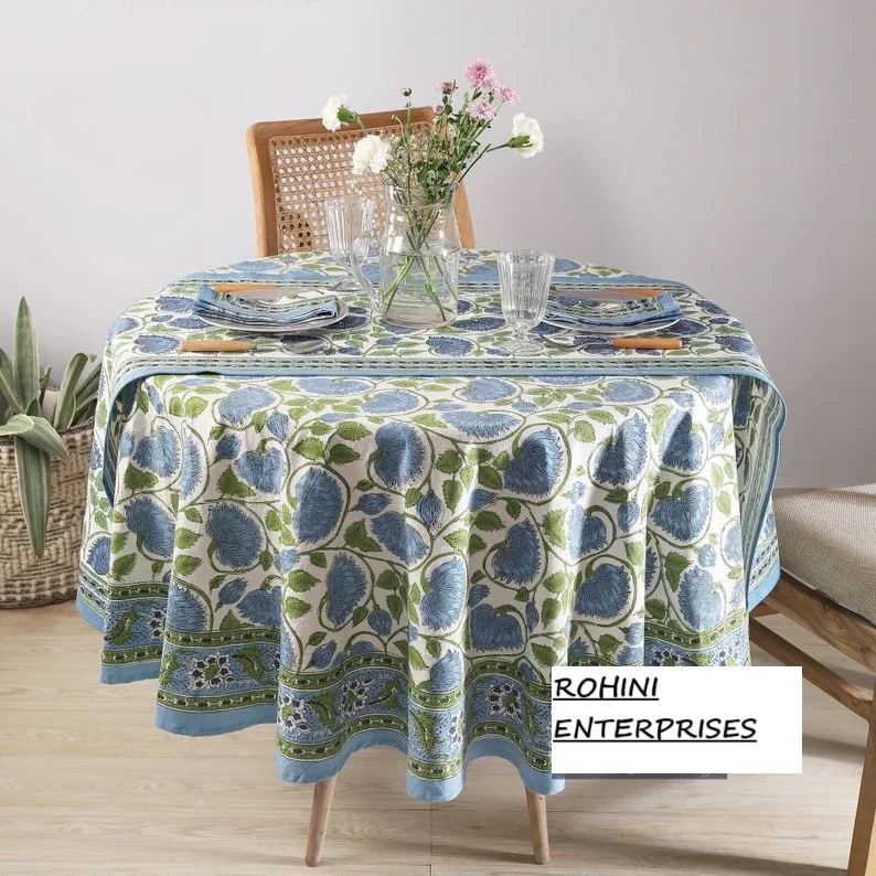 Скатерть из 100% хлопка с цветочным принтом