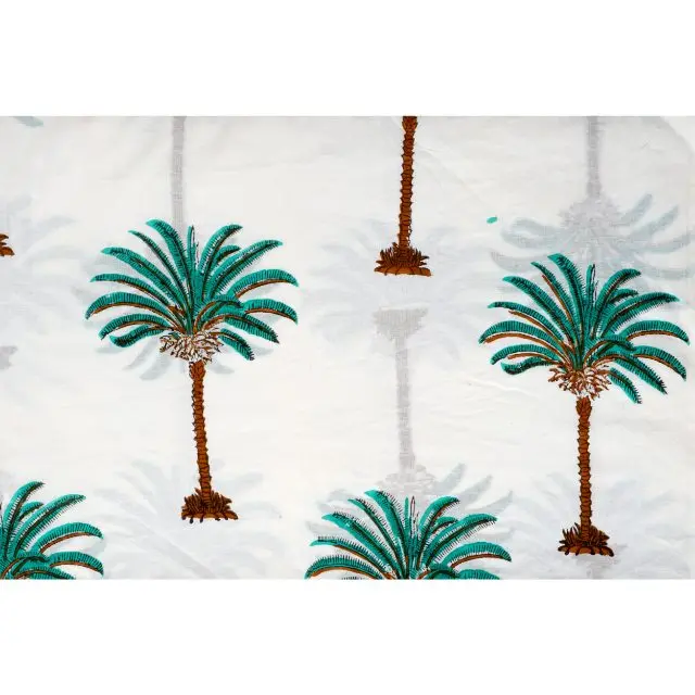 100% cotton printed fabric Indian cotton fabrics floral print fabrics for clothing Indian Hand Block Palm Tree Print