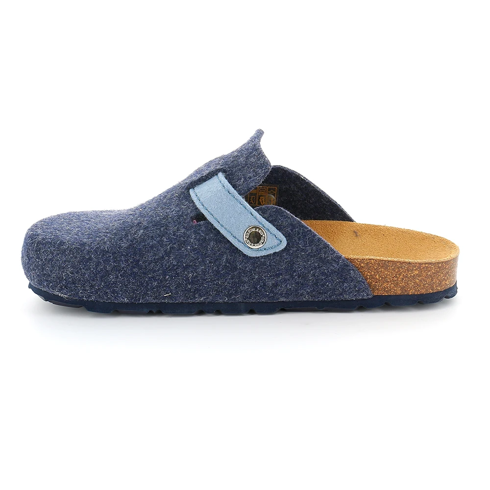 high quality comfort woman Slipper Sara Cork and anatomic insole big buckle upper in recycled felt colorful collection