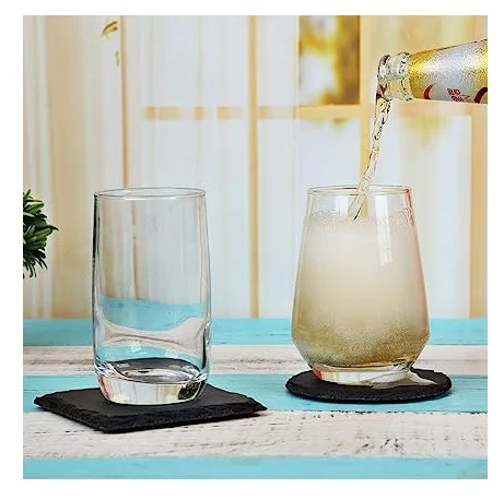 Wholesale Black Non-Slip  Drink Slate Stone Bulk Coasters 4 Pcs Set With Metal Stand Blank Kitchen Accessories