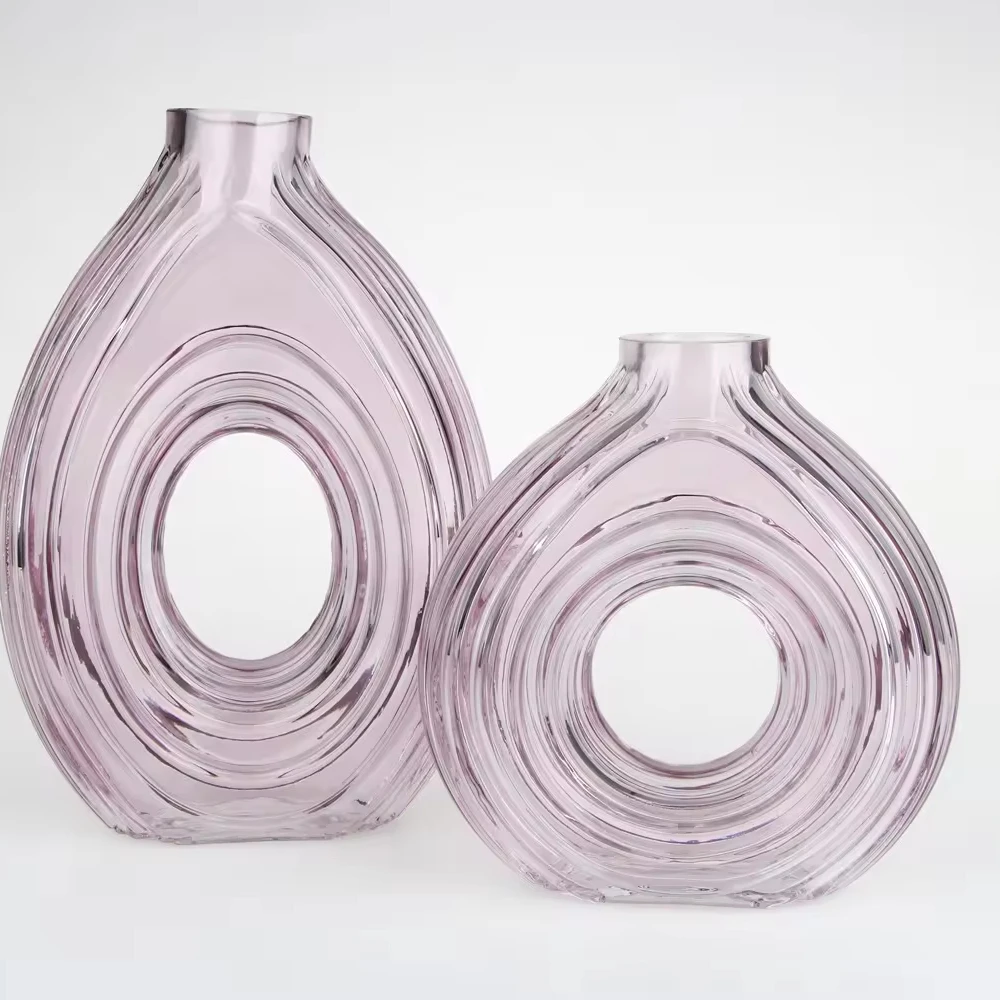 Aspire New design Purple round irregular Decorative Wholesale glass vase glass crystal vases Home Decoration