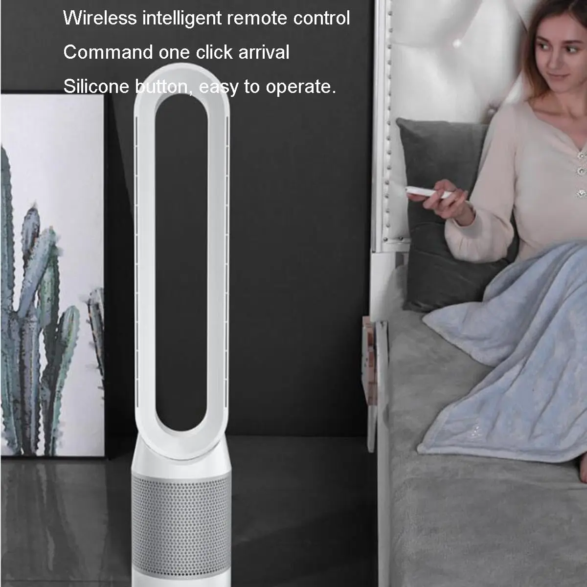 2 in 1 Bladeless Fan Cooler Fan Air Purifier Stand Fan with HEPA Filter