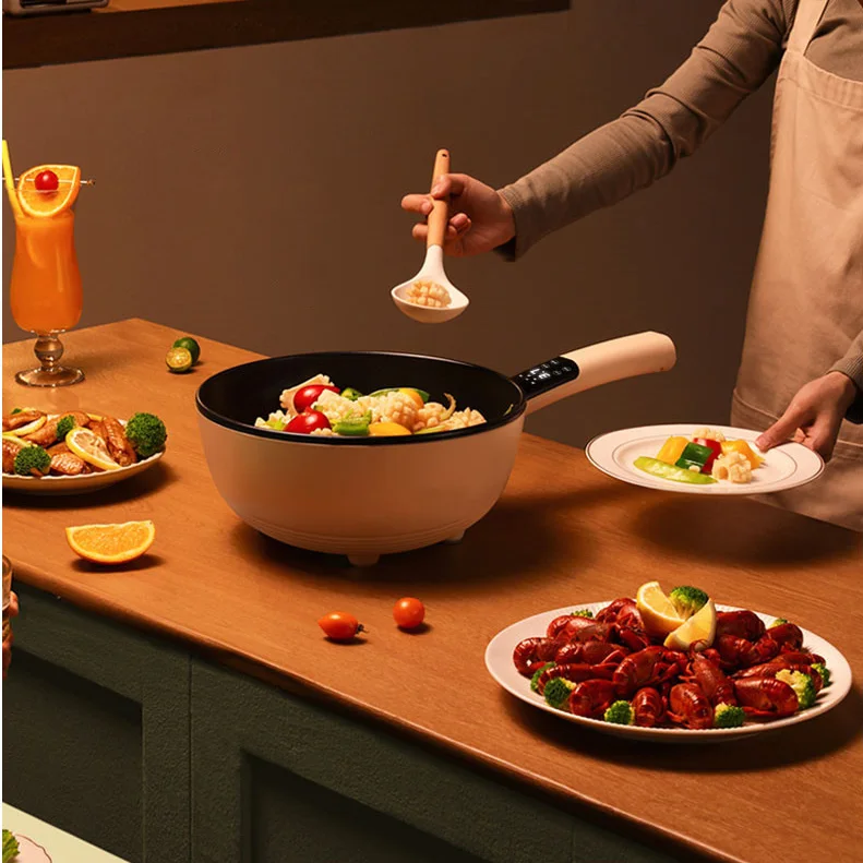 Yonsa 4L Chinese Multi-Function Portable Non-Stick Cooker Pan Hotpot Multifunction Mini Cooking Electric Hot Pot