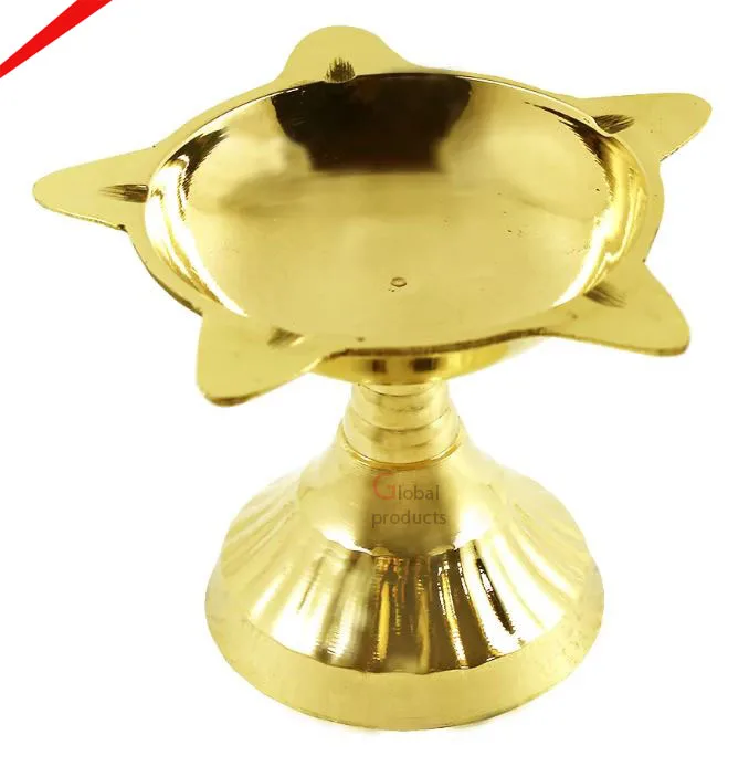 Латунная масляная лампа Akhand Diya 5 батти Pooja Deepak Home Temple Puja
