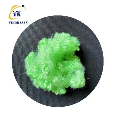 Top of good quality Recycled PSF Green HCS 15D*64 HCS and HS fiber for sofa Pillow quilt toys stuffing covered by TC GRS