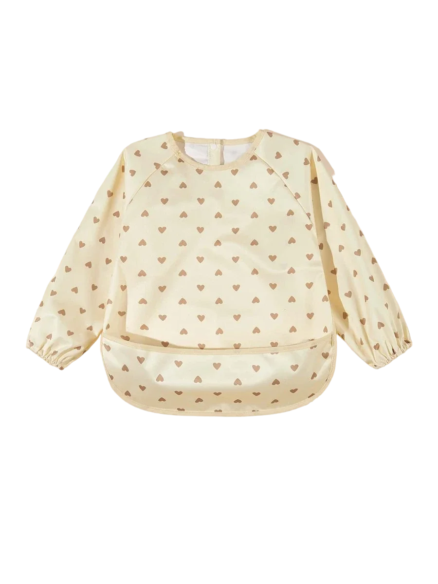 Wholesale Printed or Blank Pattern Low-Priced Polyester Baby Bib Apron Long-Sleeve Waterproof Reusable Washable for Toddlers