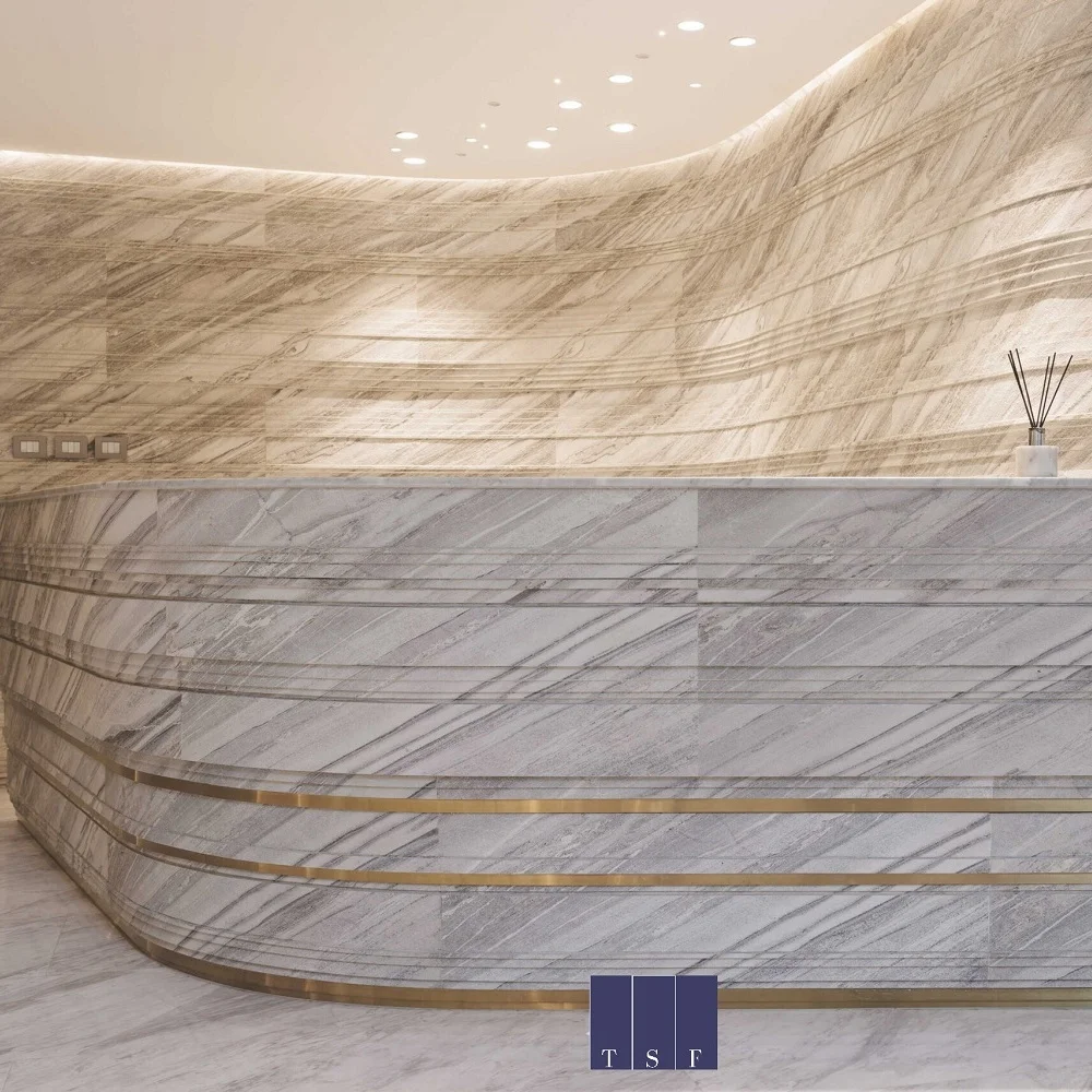 Most Popular In India Natural Artic White Marble Stone Thin Flexible Nano Veneer Sheet For Interior Exterior Wall Decoration