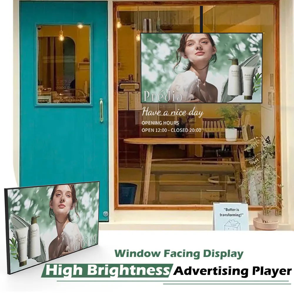 Sunlight Readable LCD High Brightness Monitor Outdoor 2500 3000 nits Wall Mount Ceiling Window Facing Advertising Display