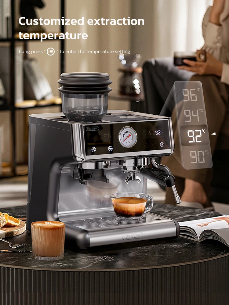 HiBREW Dual Boiler System Barista Pro 20Bar Bean to Espresso Cafetera Coffee Machine With Full Kit for Cafe Hotel Restaurant H7A