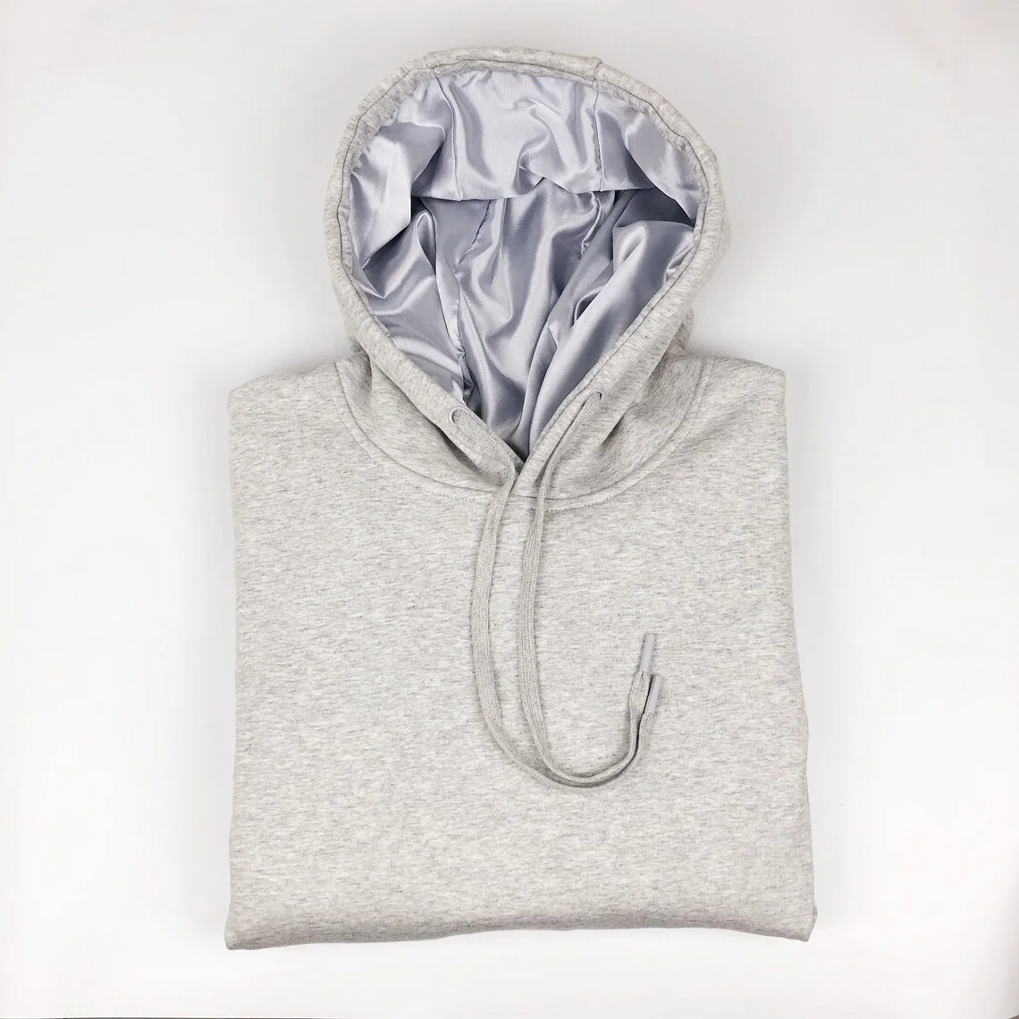 Luxury Custom 100 Cotton Fleece Sweatsuit Oversized Satin Lined Silk Hooded Hoodies-pure solid color satin lined hoodie for men