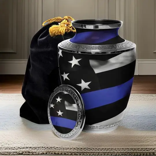 American Flag Cremation Urn Large Size Wholesale Price Solid Metal Handmade Modern Style Funeral Burial Military Urns & Keepsake