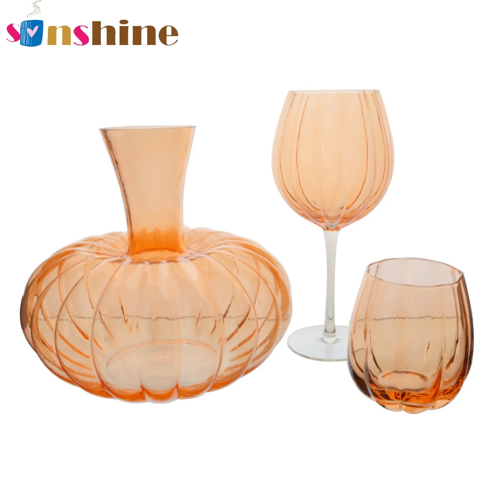 Newest big belly wine cup halloween pumpkin glass mug