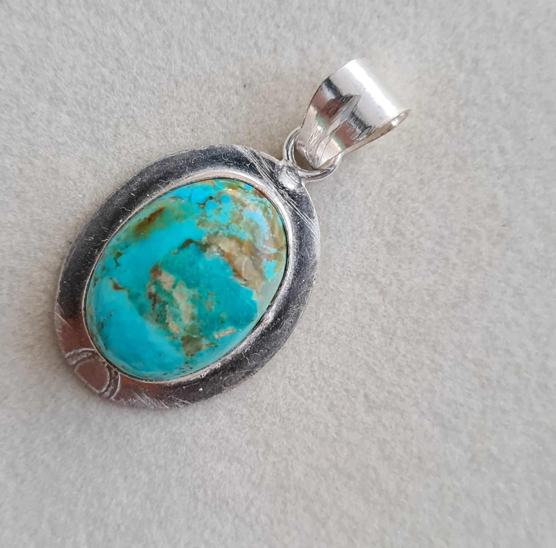 Natural Blue Turquoise Silver Pendant 925 Sterling Silver Turquoise Gemstone Silver Statement Pendant