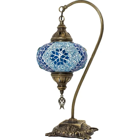 Handmade Turkish Ottoman Mosaic Desk Lamp with Tiffany Stained Glass LED Light for Bedroom Use