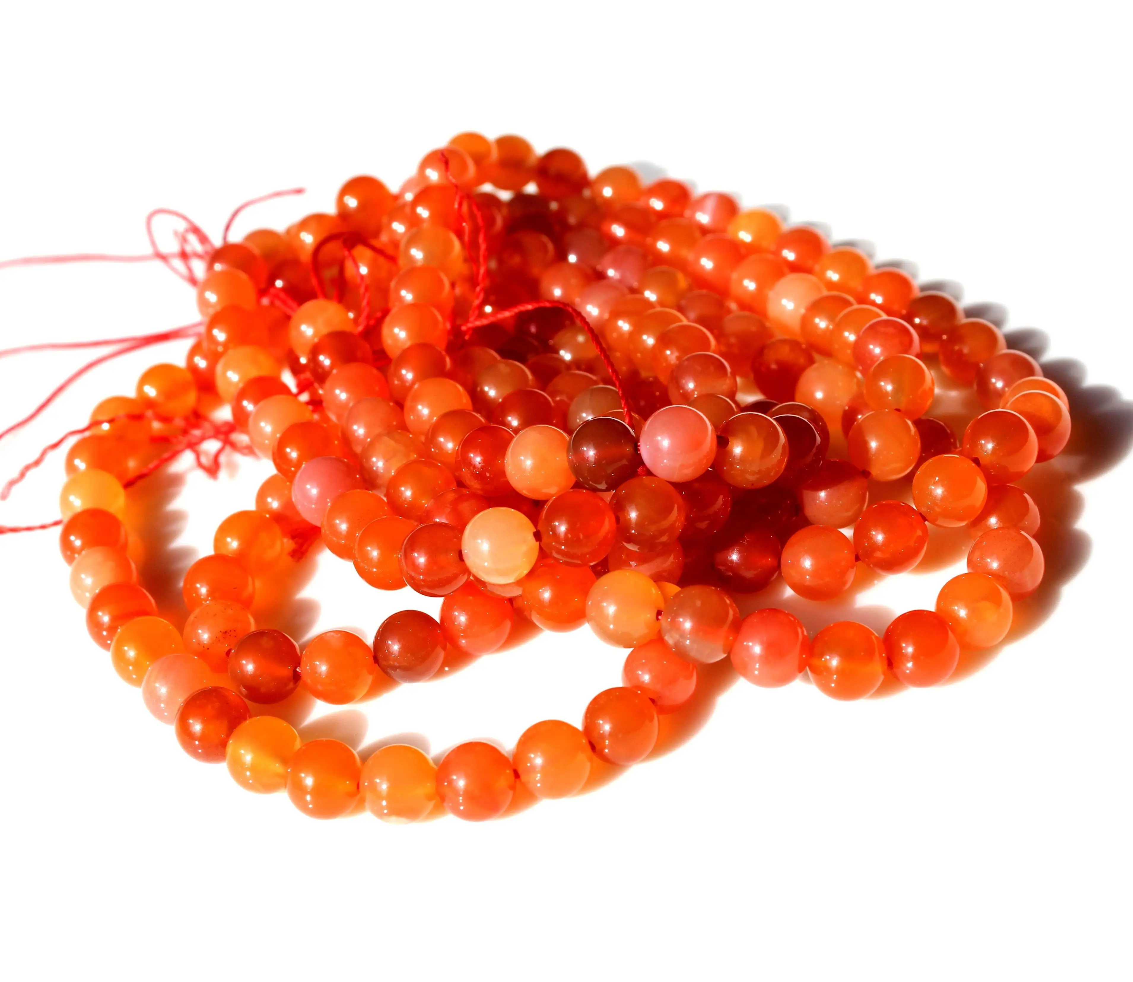 Buy High Quality 108 Mala Beads Necklace Red Onyx Carnelian Prayer Rosary Silk Tassel Knotted Religious Style Chain Pearl Main