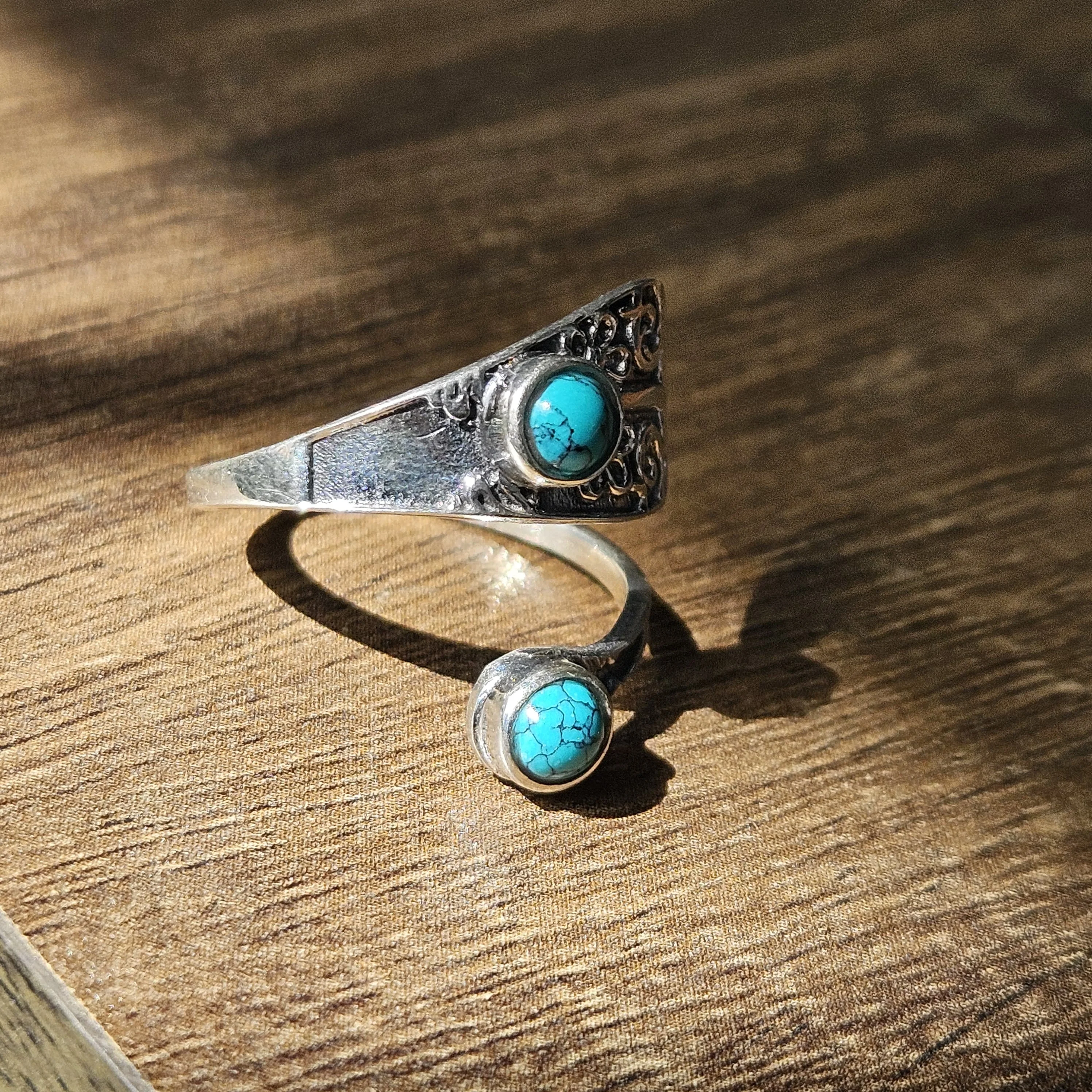 Cross Adjustable turquoise silver ring light weight silver ring new trendy design