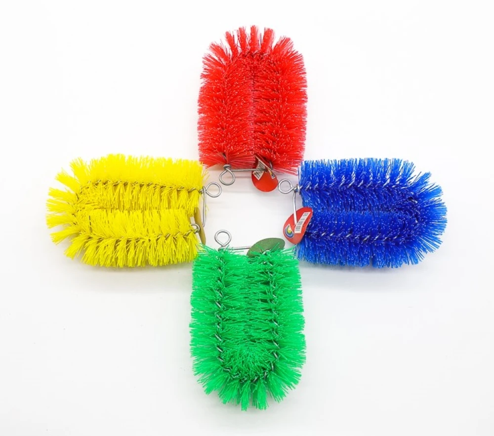 Household coconut fiber pot scourer rubber coco husk coir washing brush for non-stick pans and pots