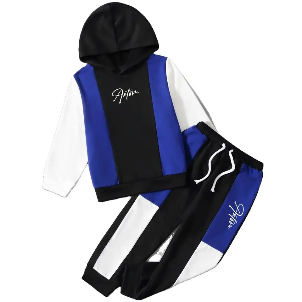 OEM Cotton Teen Boy Clothes Long Jersey Set Sweat Shirt and Pant Set 2pic Baby Tracksuits Matching Kids Clothing Sweat Suit