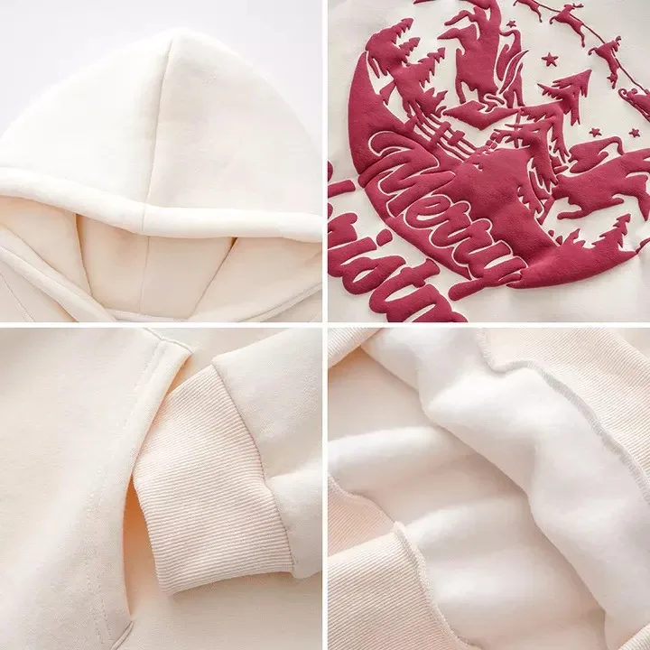 OEM Fashion Sweatshirt Street Style Puff Printing Lucky Hooded Hip Hop Sweatshirts Pullover Hoodie for Womens Mens