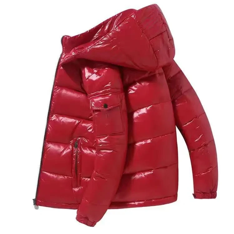 Wholesale Light Warm Feather Custom Logo Nylon Black Hooded Winter Bubble Puff Filled Down Puffer Jackets Coat For Men
