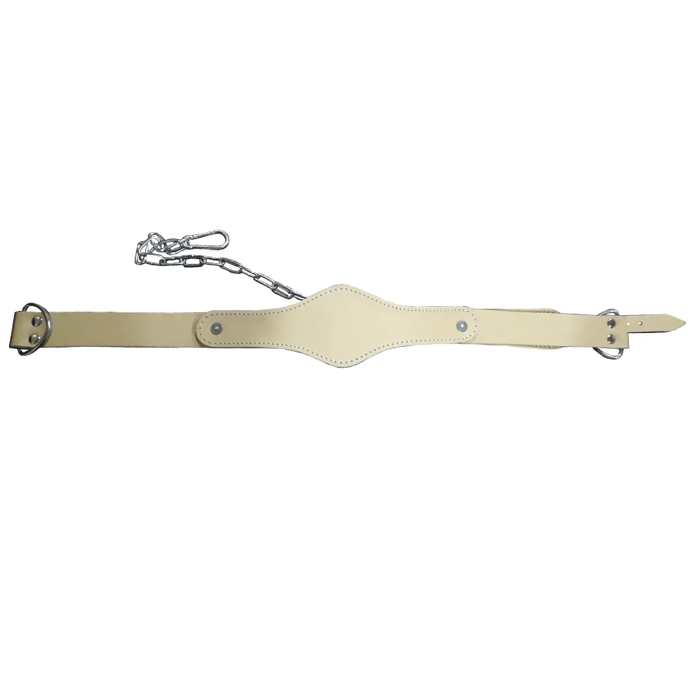 Custom Logo Fitness Dip Belt for Weightlifting Powerlifting Strength Training 10mm Leather Waist Support with Chain