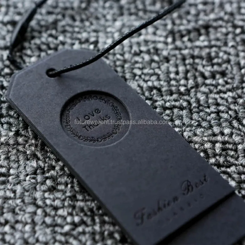 Sustainable Hang Tags Card Textured Die Cut Custom Garment Paper Hang Tag Label For Clothes Hand Bags And Shoes