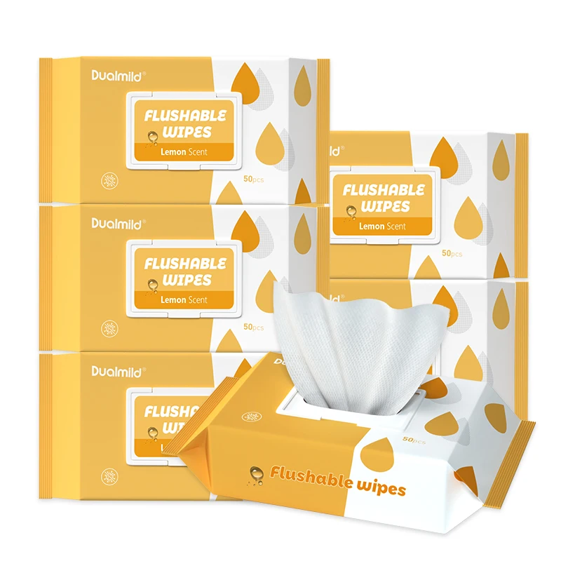 Custom Wholesale Natural Organic Bamboo 100% Biodegradable Flushable Sanitary Wipes