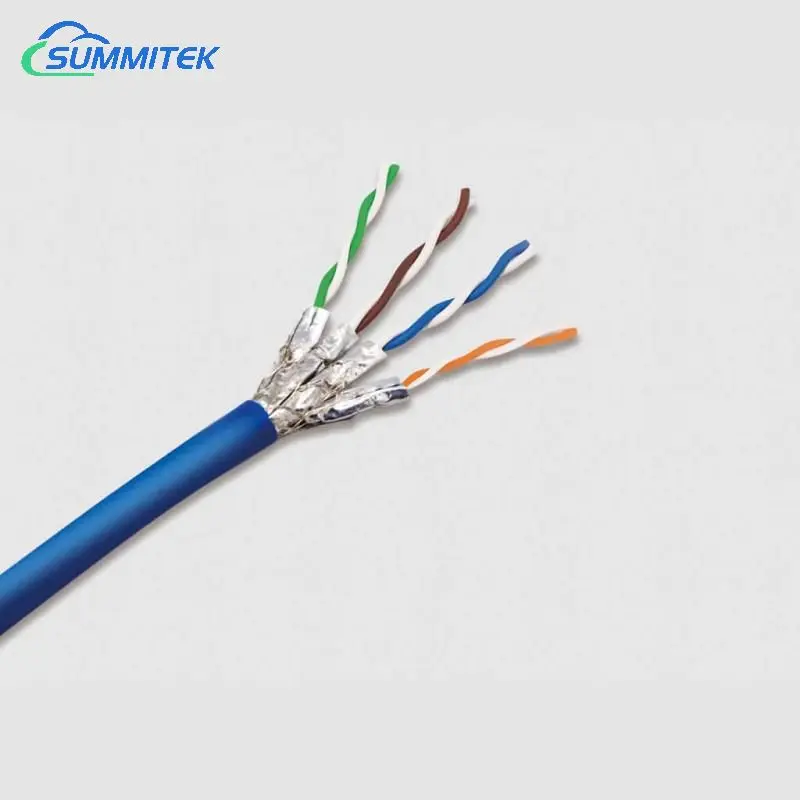 Indoor S/FTP SFTP CAT7A Lan Cable 23AWG 0.57mm Stranded Solid Copper OEM Category7A PVC Jacket CM CMR 4p twist pair 305m 1000ft
