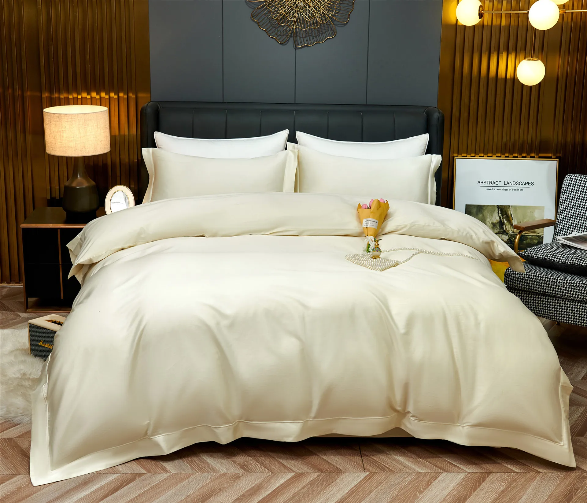 60s solid color bamboo fiber manufacturer wholesale four piece bed sheets duvet covers household single double bedding sets