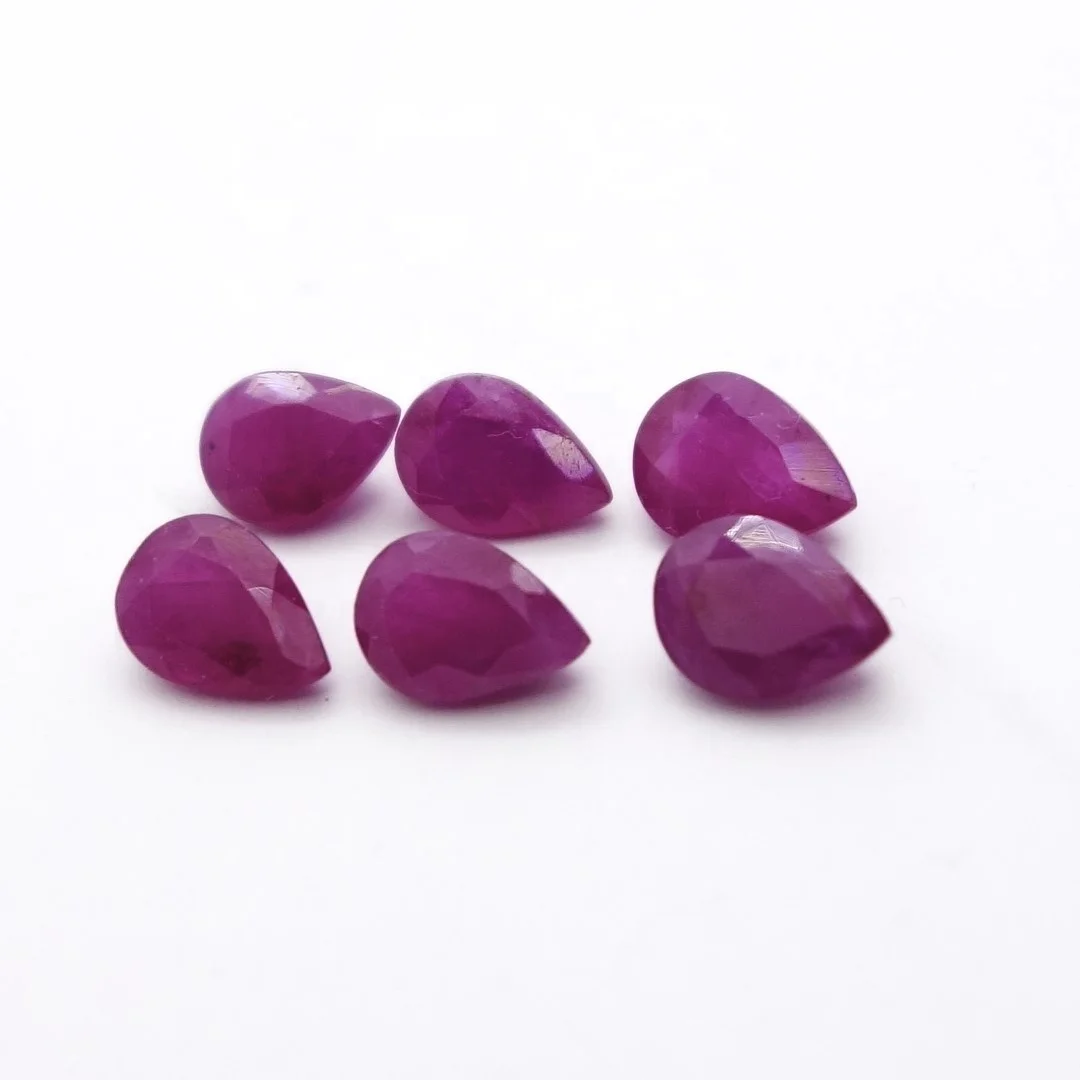 Opaque Natural Indian Ruby Gemstone Faceted Drop Or Pear Shape Translucent Quality All Shapes And Sizes Cut On Custom Orders In