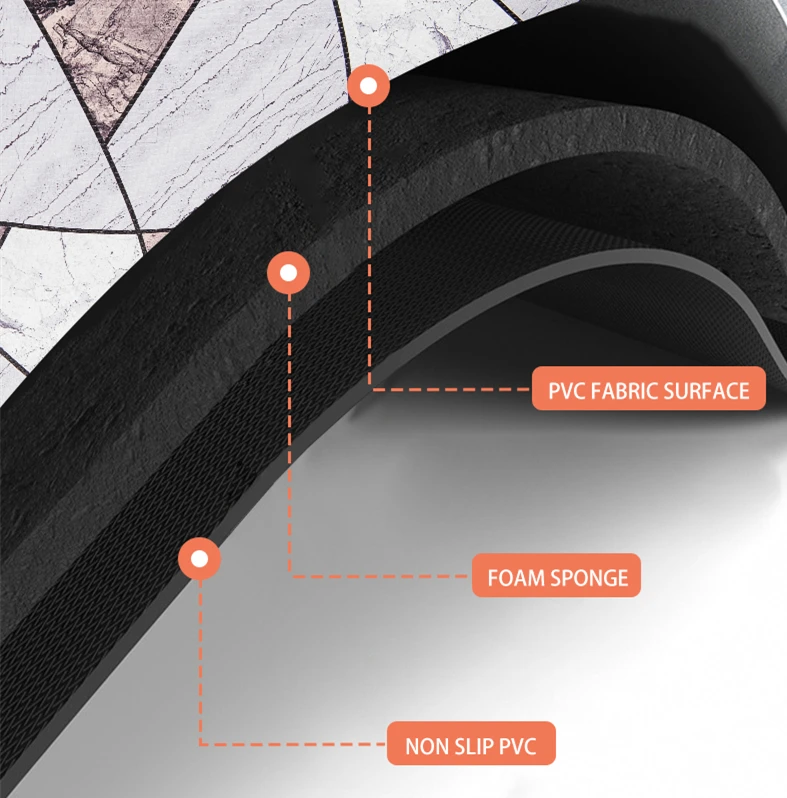 45*180cm   6mm thick UV Printing Rectangle Geometric Customized soft standing non-slip anti fatigue the floor kitchen mat