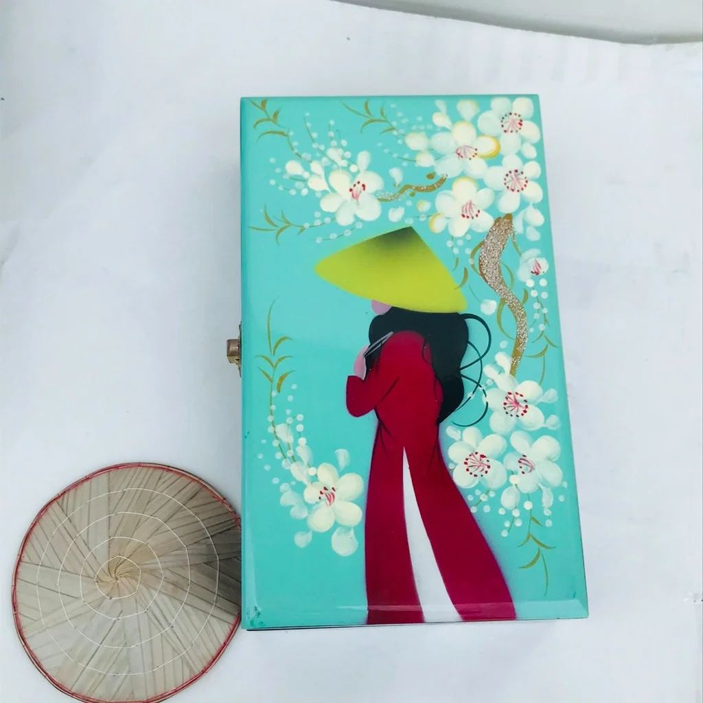 Vietnam lacquer velvet wooden painted handmade jewelry box organizer custom size and design private branding