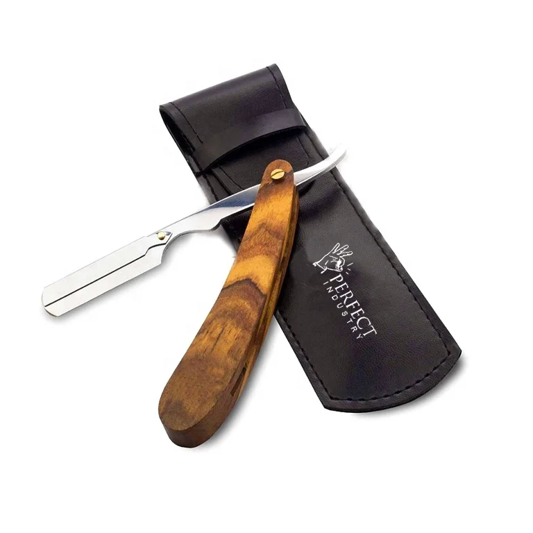 Barber Supplies wood handle shaver / Straight Razors style rosewood handle Barber Shaving Razor with private logo & travel case