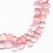 Fortunecharmsinc High Quality Natural Rose Quartz Almond Side Drill Gemstone 13 inch Length Beads Best Selling Gemstone Beads .