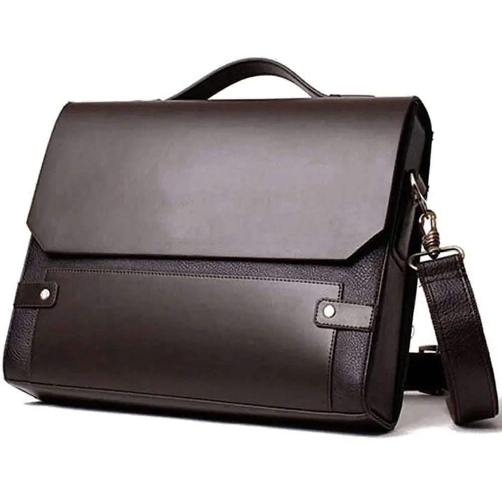 OEM Service Latest Design Solid Color Men Laptop Leather Bags Cheap Price 100% Genuine Leather Laptop Bags