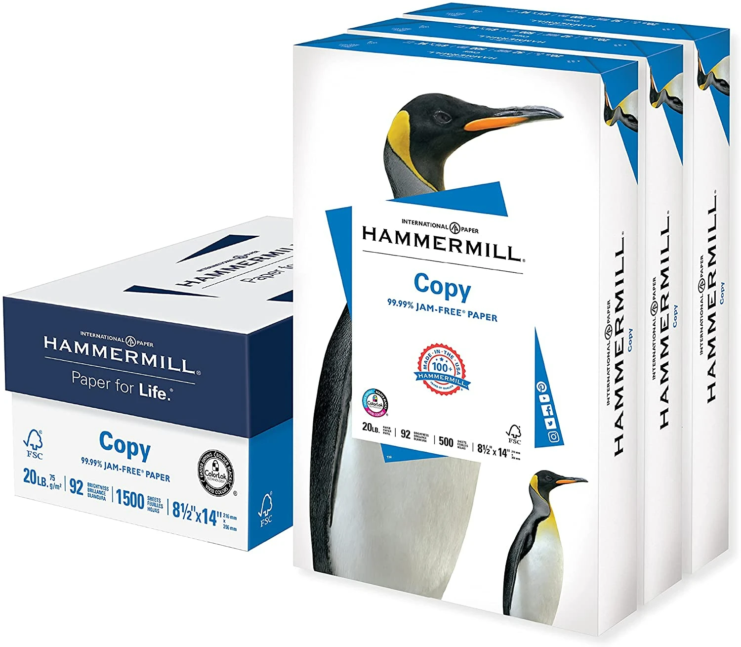 Hammermill Copy Paper 100% Wood Pulp 8.5X11 Inch 80g A4 Copy Paper / Legal size American paper