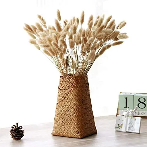 Natural Seaweed Weave Basket Pastoral Rattan Vase Bamboo Weaving Room Flower Arranger Gypsophila Dried Flower Vase Decoration
