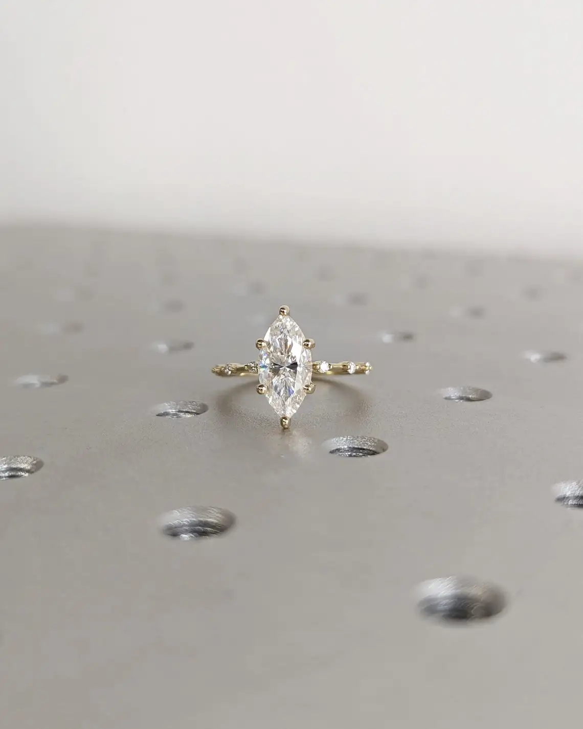 1.5 Carat Marquise Engagement Ring, Marquise Moissanite Solitaire Engagement Ring, Anniversary Ring 14K Solid Real Yellow Gold