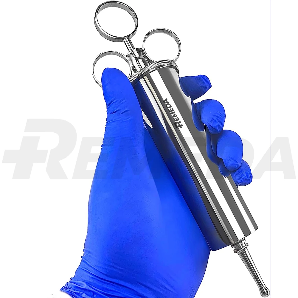 REMEDA Ear Wax Removal Syringe Durable Brass Construction Chrome Finish 3 Oz Capacity Safe & Easy to Use 100ml