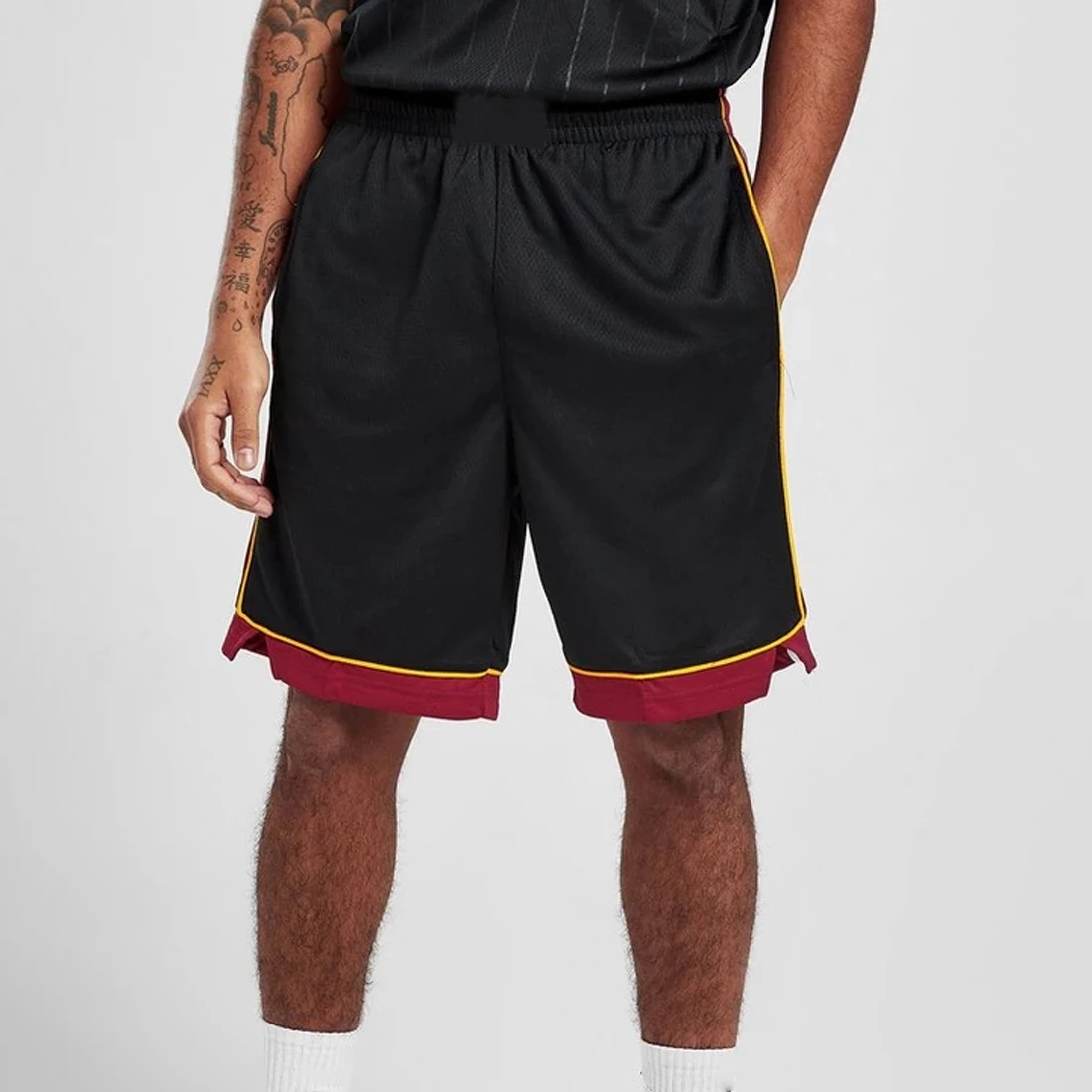 Unisex Plus Size Basketball Shorts Black Red Side Panel Breathable Quick Dry Anti-Bacterial Sublimation Print Mesh Fabric Pocket