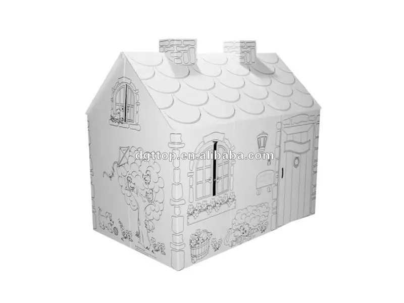 BSCI Chinese Factory Toy Creative Painting Set 3d Puzzle Coloring Of Cardboard  Diy Kids Paper Doll House For Sale