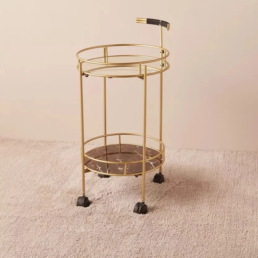 Luxurious Stylish SS 2 Tier Service trolley for Home Hotel Office Use at Wholesale price from India Handmade SS trolley For Hote
