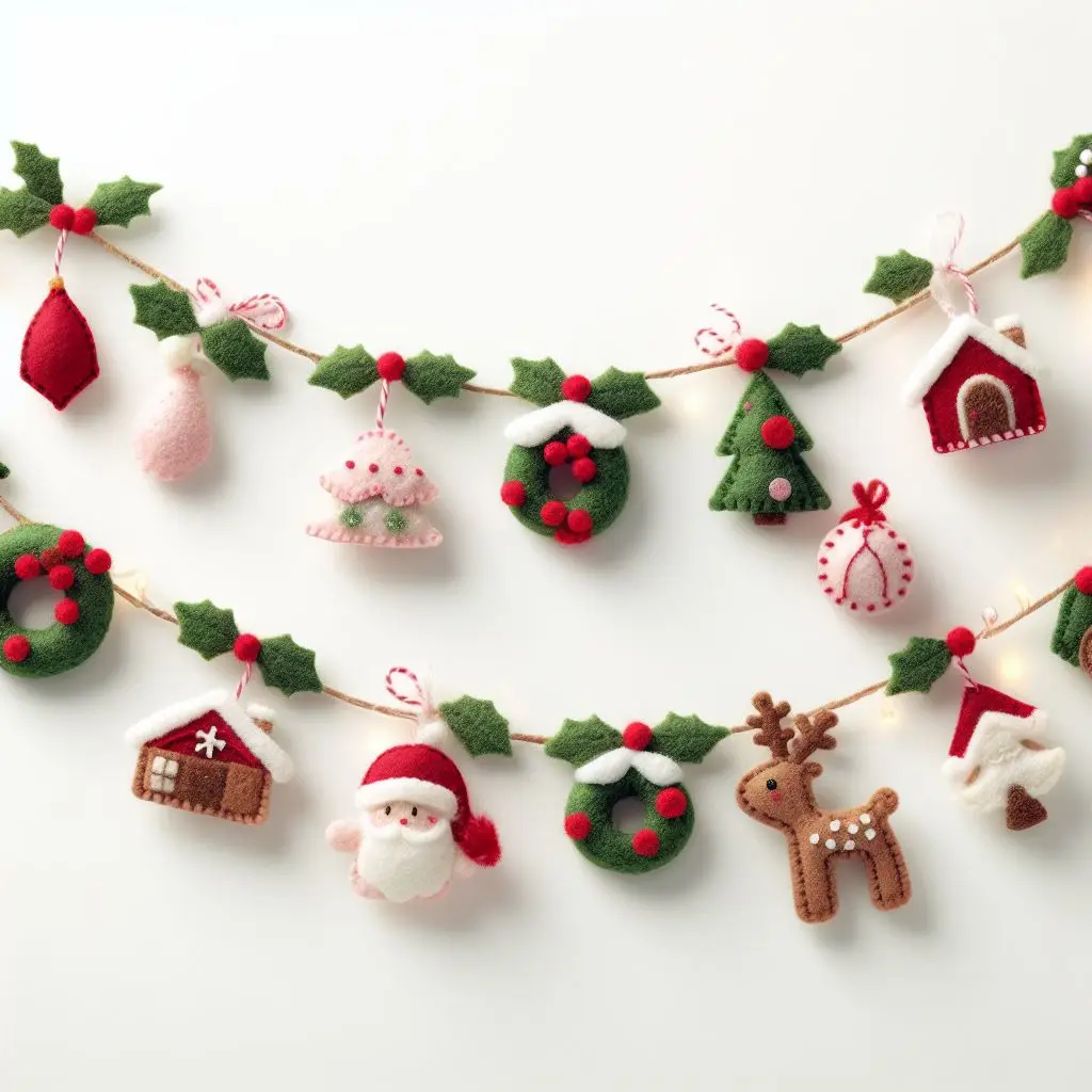 Rustic Charm Felt Christmas Garland: 12 Feet of Handcrafted Holiday Delight to Bring a Touch of Nature to Your Home