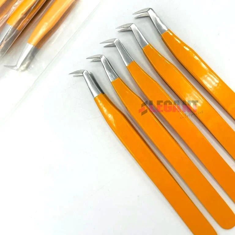 65 Degree Volume Sliver Tips Plain Grip Sustainable Eyelash Tweezers Japanese Stainless Steel Customized Private Label