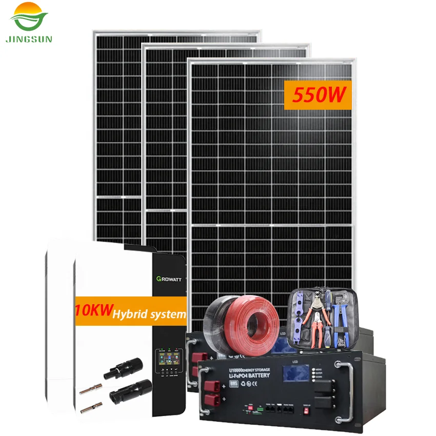 Jingsun Solar Panel Complete Kit Household 8kw 10kw Hybrid Solar System with Lithium Battery