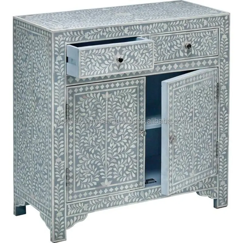 Light Blue & White Colour Flower Style Chest Drawer Cabinets For Luxury Home Decorative BY WONDER OVERSEAS