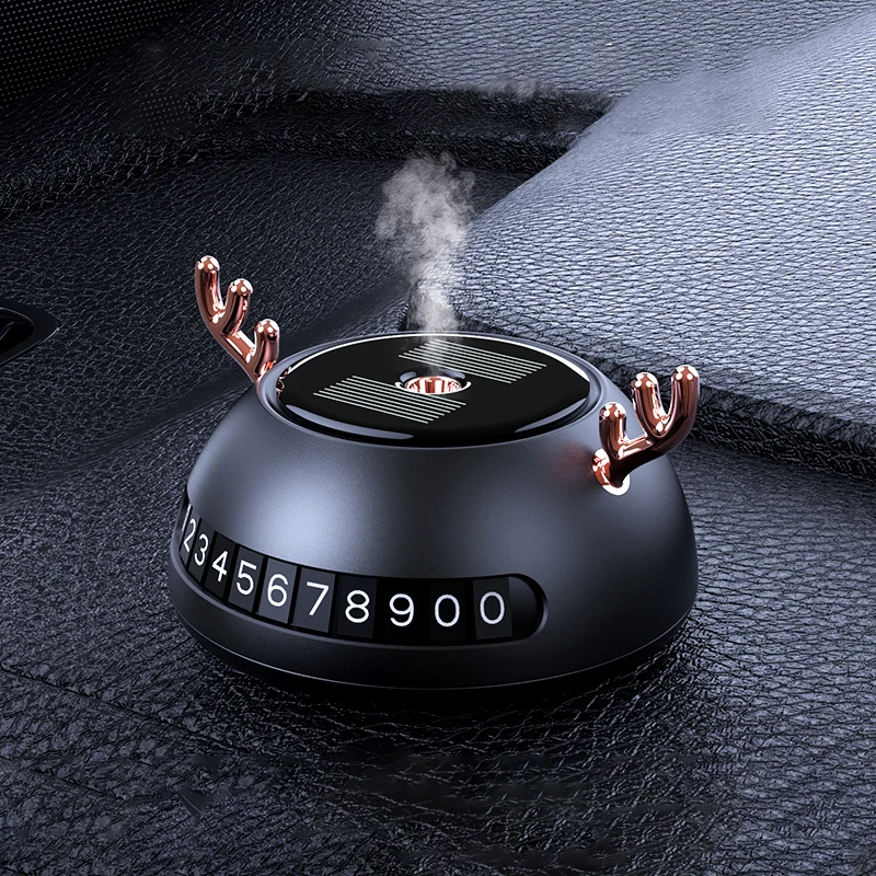 Solar Energy Car Aromatherapy Deer Number Plate Aroma Mist Cool Car Freshener