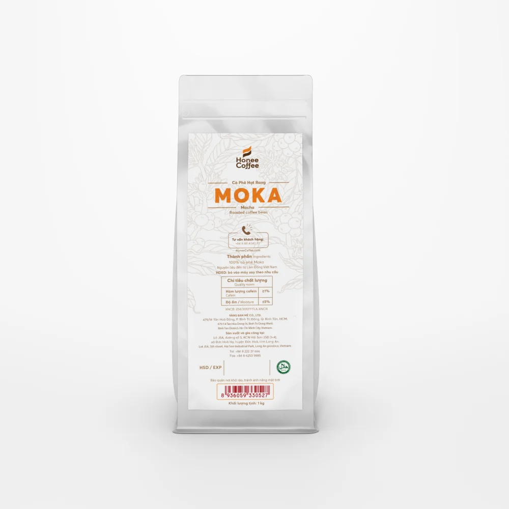 Жареные кофейные зерна Moka высшего качества для гурманов 2022 кофейный бренд Honee-сделано во Вьетнаме